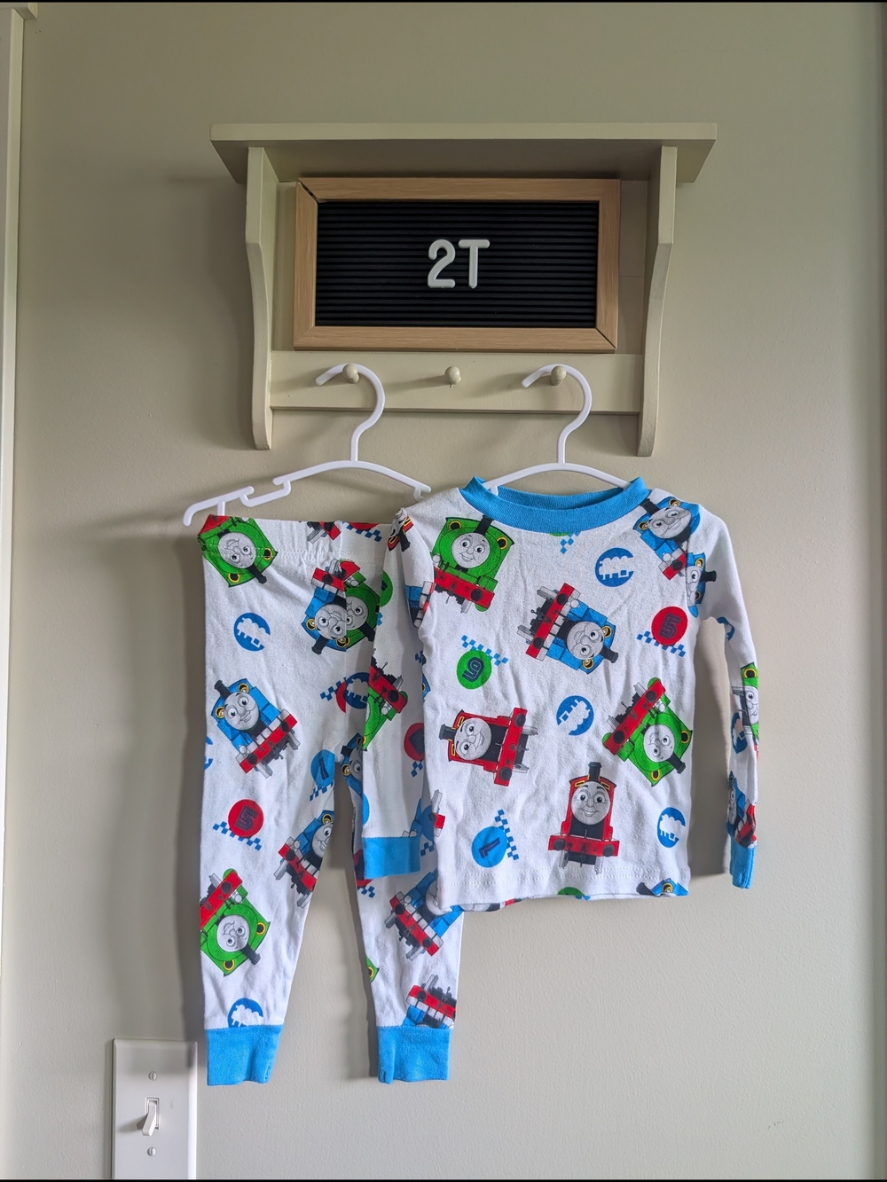 Thomas & Friends Kids Pajama Set in White, Blue, Red, Green